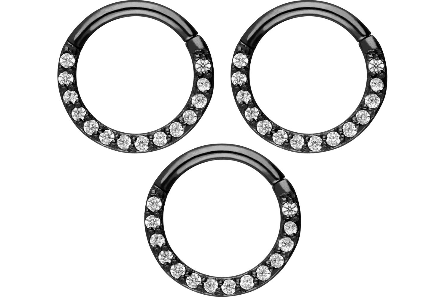 SET Chirurgenstahl Segmentring Clicker Piercing EINGEFASSTE KRISTALLE